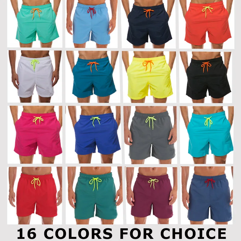 Brand Board Shorts Men Breathable Sport Swimming Shorts Solid Color Elastic Waist Beach Shorts Summer Swim Shorts