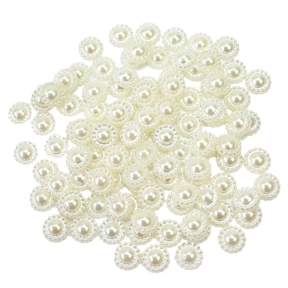 

100pcs/Lot Ivory Flower Pearl Beads Apparel Baubles Embellishments Accessories Clothes Phone Case DIY Craft Home Decoration