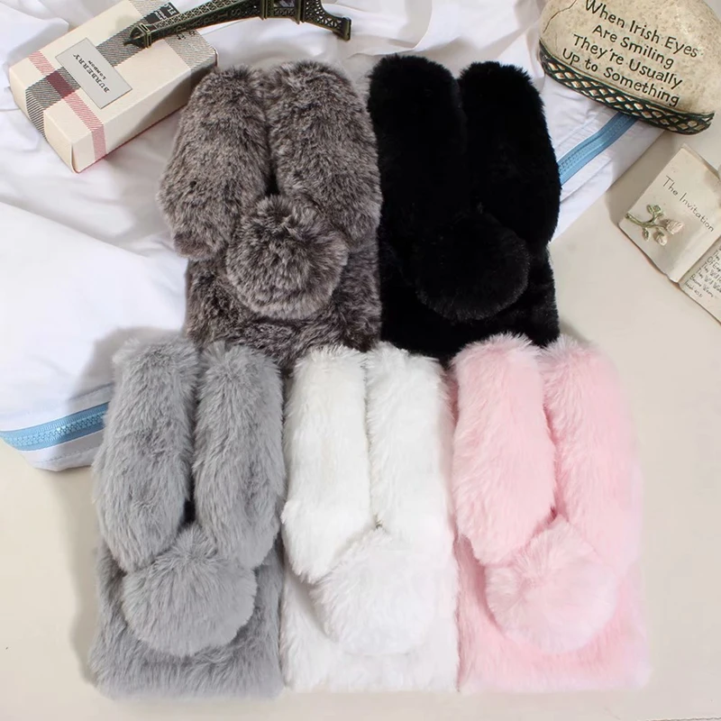 

For Xiaomi Redmi 4A Case Cute Rabbit Hairy Warm Fur Bling Rhinestone Plush Bunny Case Cover for Coque Xiaomi Redmi 4A Case Etui