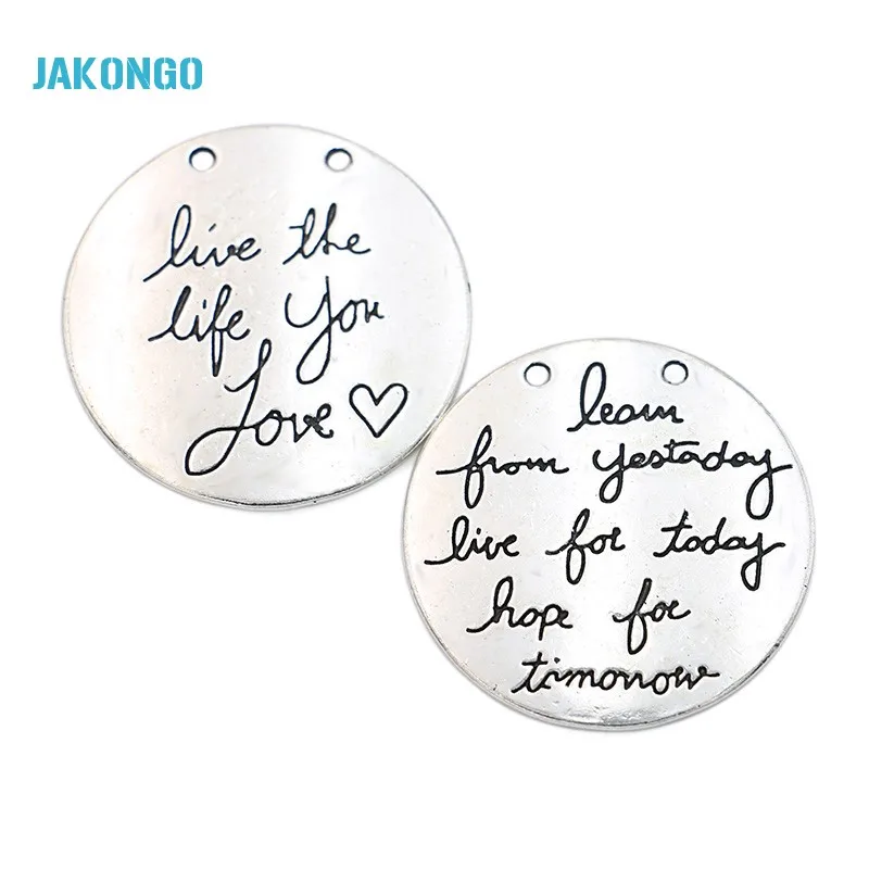 

6pcs Learn from Yesterday Live for Today Hope for Tomorrow Charms Pendants for Necklace Jewelry Making DIY Handmade 30mm