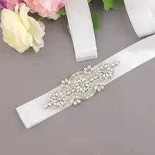Хрустальный пояс невесты Серебряный свадебный пояс со стразами Свадебная лента для свадьбы Вечерние платья ручной работы DD08