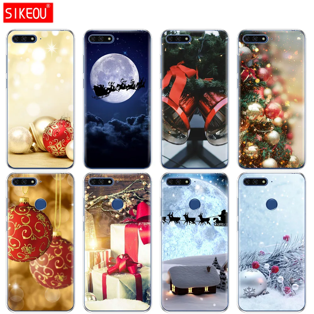 

Silicone Cover Phone Case For Huawei Honor 7A PRO 7C Y5 Y6 Y7 Y9 2017 2018 Prime case New Year Merry Christmas