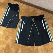 Черные шорты Traxedo Rhude 2019SS мужские свободные вискозные/нейлоновые стрейч-Джерси спортивный стиль Rhude шорты блестящие полосы унисекс Rhude