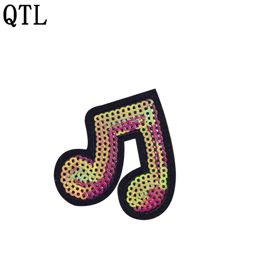 5PCS Sequined Notes Patches for Clothing Iron on Transfer Sequin Applique Cloth Shoes DIY Sew Embroidery Badge | Дом и сад