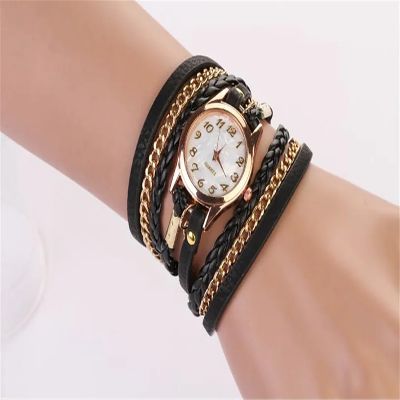 Hot Sale Fabulous 2017 new 1PC Leather Strap Braided winding Rivet