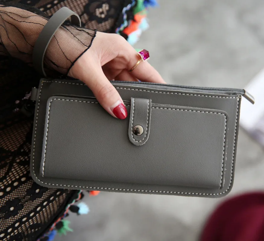 

Women's Wallets Zipper Purses PU Leather Long Wallets For Girl Ladies Money Coin Pocket Card Holder Female Wallets Clutch Bags