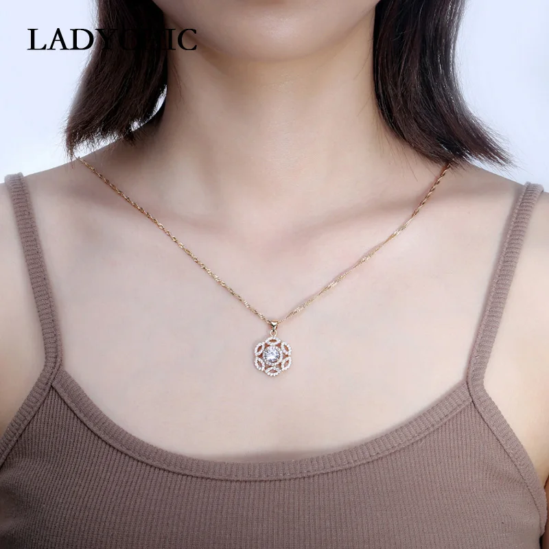 LADYCHIC высшее качество Полые Цветы подвеска ожерелья выложены искусственными