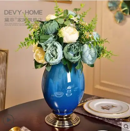 Европейская роскошная керамическая ваза для льда, статуэтка для домашнего интерьера, украшение для гостиной, рабочий стол, фарфоровый цветочный горшок, орнамент - Цвет: style4