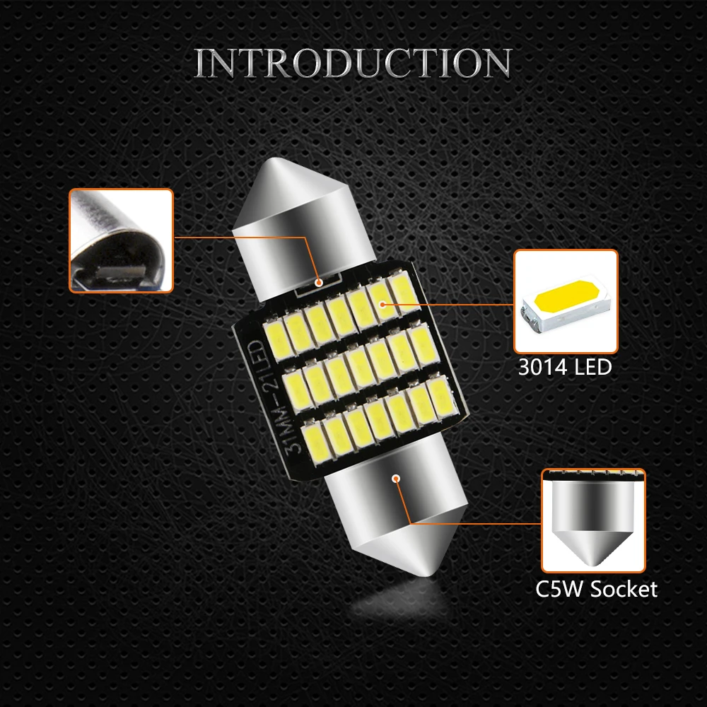 Светодиодная лампа Canbus C5W без ошибок 3014 24 SMD 31 мм 12 в пост. Тока 2 шт.|Сигнальная