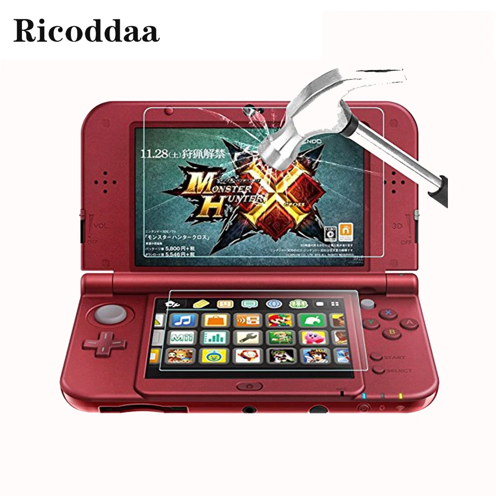 Для nintendo New 3DS защита экрана размера XL закаленное стекло для верхнего экрана и HD прозрачная пленка для домашних животных нижний экран