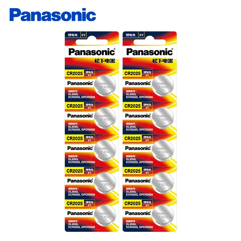 Panasonic 10Pcs/Lot CR2025 Button Battery 20mm*2.5mm 3V Lithium Button