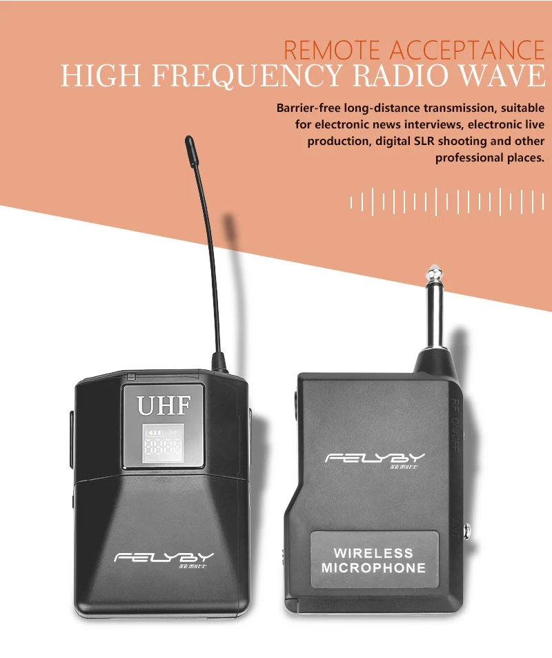 FELYBY Профессиональный UHF Беспроводной петличный конденсаторный микрофон для компьютера, обучения, офиса, встречи, речи, содержащий приемник
