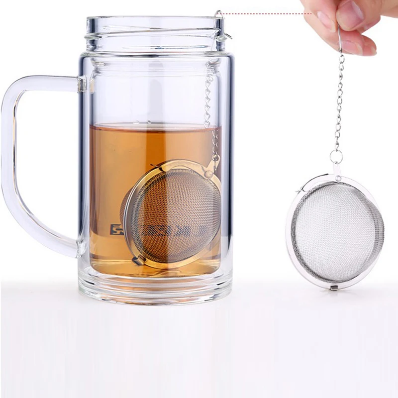 New Tea Leaf Strainer Stainless Steel Sphere Locking Spice tea Ball