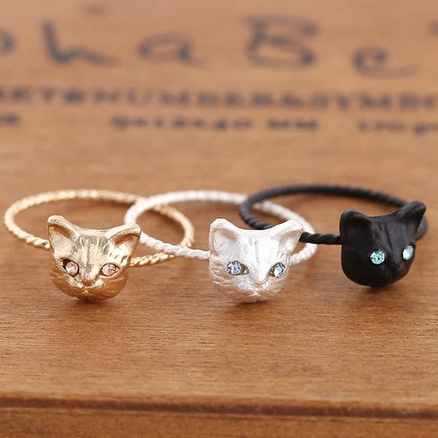 Fashion 2017 1PC Girls New Black Silvery Golden Cute Animal Cat Rings For Women Fashion 2017 1PC Girls New Black Silvery Golden Cute Animal Cat Rings For Women