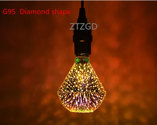 Красивый светодиодный 3D blub G95 ST64 A60 G80 в форме бриллианта 7 Вт E27 110 В 220 В цветная волшебная лампа, Рождественское украшение, лампа для дома - Испускаемый цвет: RGB