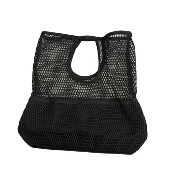 

8PCS / LOT Nylon Shopping Bag Handbag Mesh Hollow Out Grid Sandy Beach Package Canvas Single Shoulder Women Bag