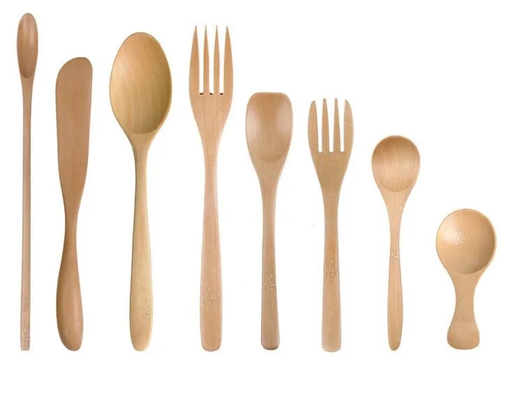 (8pcs) Western Wooden Dinnerware Set Fine Wood Cutlery Set Tablewarein