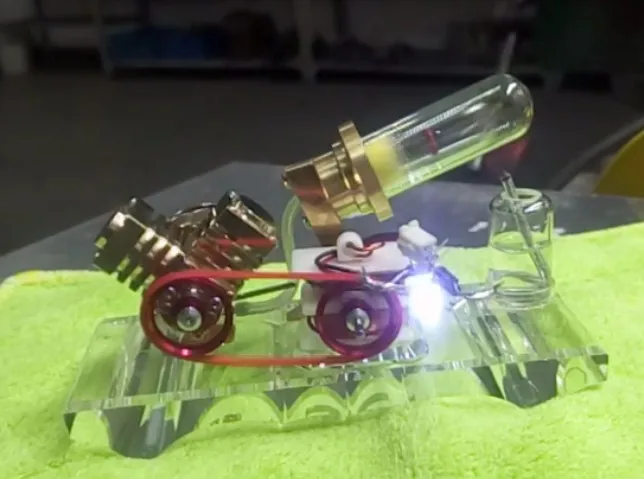 NEW V - type crawler Stirling Engine generator  LED Light DIY Models toys Innovative Science toys Kids Educational Toy gifts