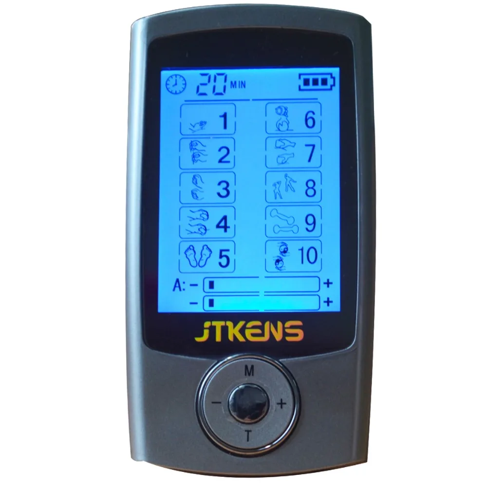 New JTKENS 2 Channels TENS Device Digital EMS Massager Electrode Muscle