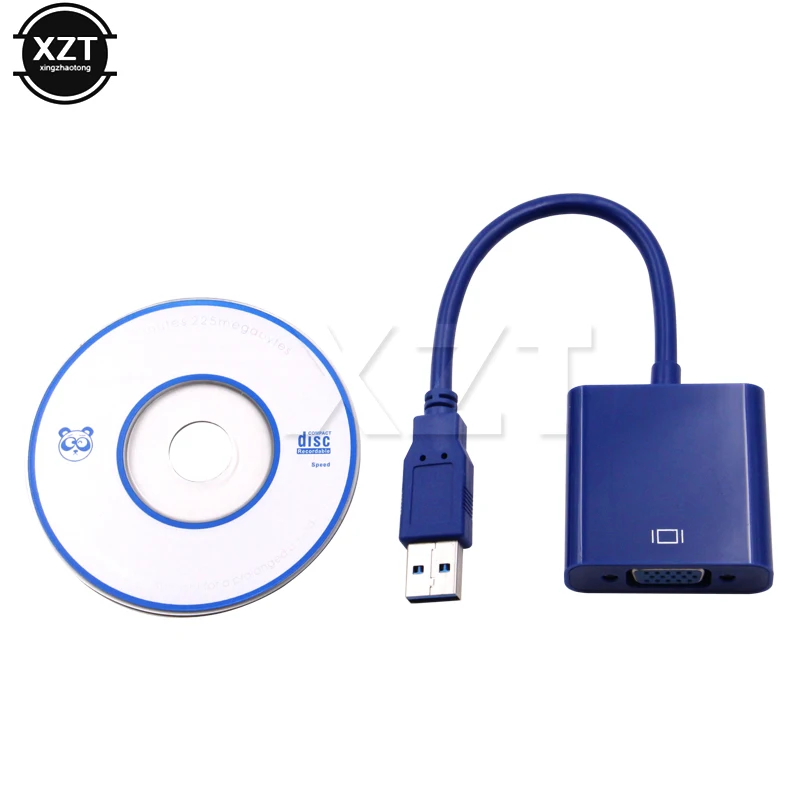 USB 3,0 на VGA 1920x1080 p мульти-дисплей видеокарта внешний кабель адаптер для Win 7 8 портативных ПК - Цвет: Синий