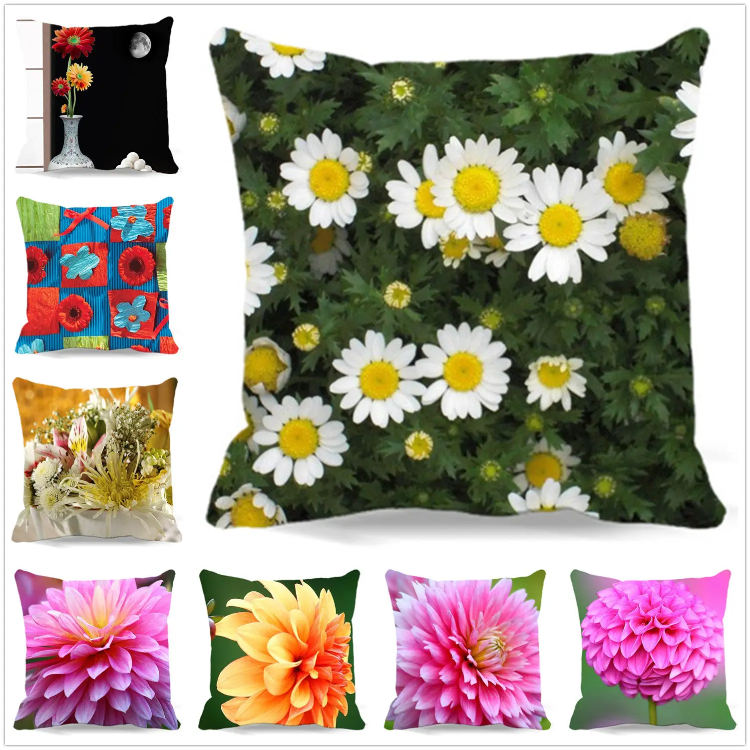 Chrysanthemum Cushion Cover Cotton polyester Throw Pillow Cover Sofa