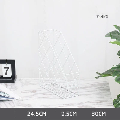 Metal Grid File Rack Data Frame Desk Newspaper Racks Gold Storage Basket Light Yellow