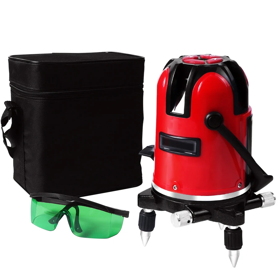 

Laser Level 5 Laser Lines 6 Points 360 Degrees Rotary 635nm Outdoor Mode - Receiver And Tilt Slash Available Auto Line