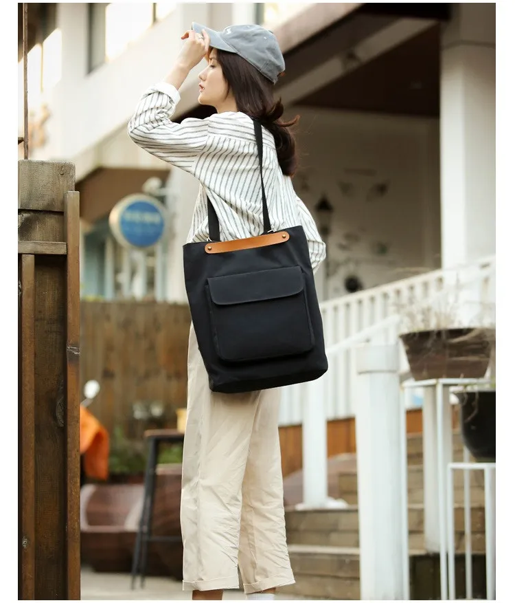 MJ Cotton Backpack Women Versatile School Bag Large Casual Travel Bag for Teenage Girls (4)