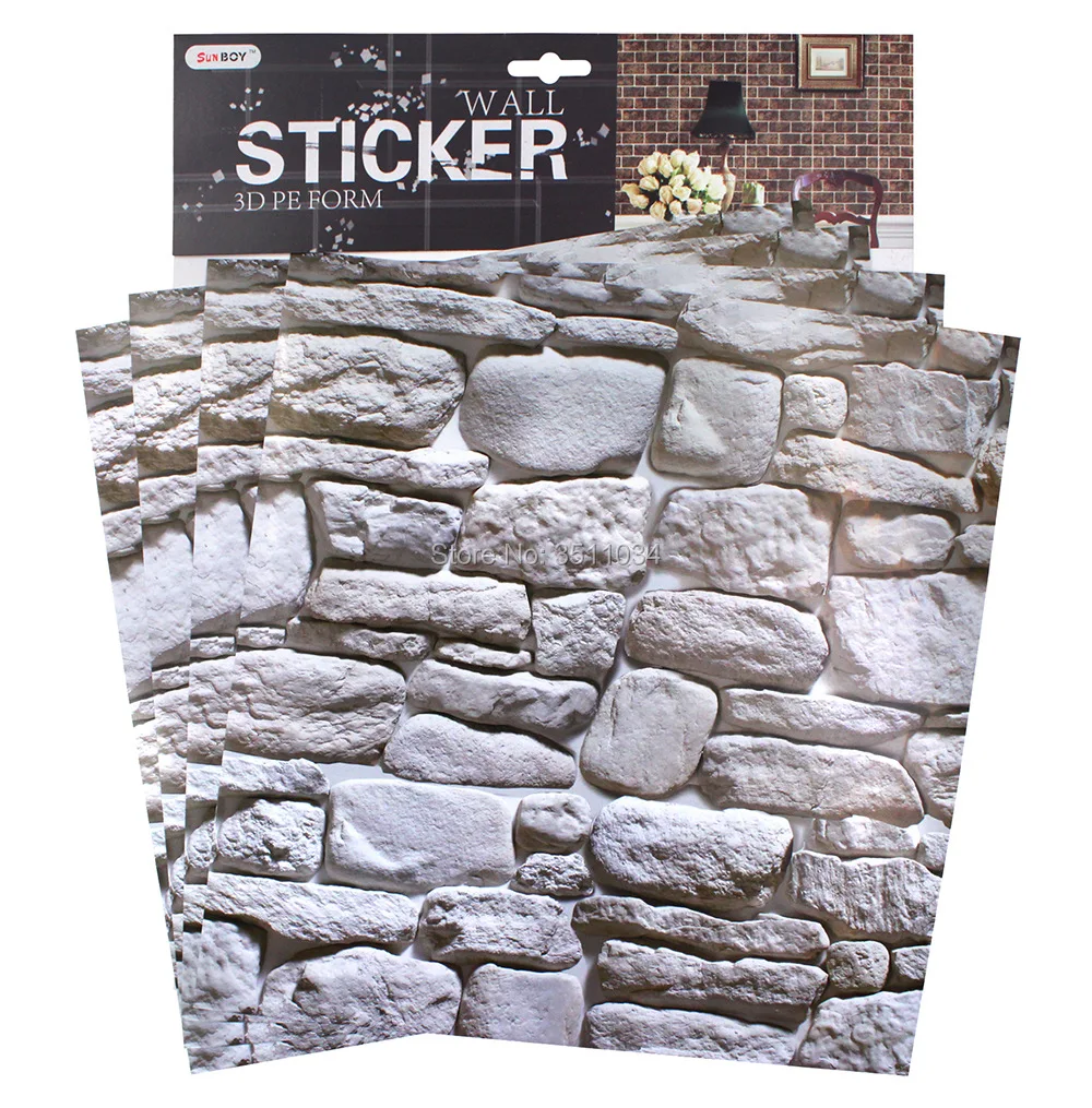 1box 20pcs size 30x30cm 3D stone wall stickers Factory wholesale PVC