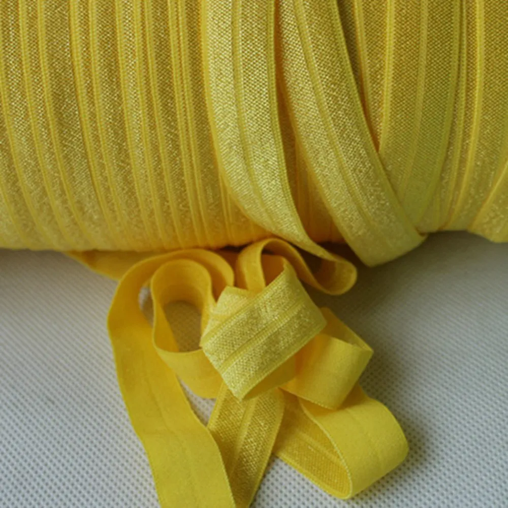 

T.R RIBBON #660 yellow gold 5/8" FOE elastic, solid Fold Over Elastic FOE for Headbands 50yards and 100yards a lot