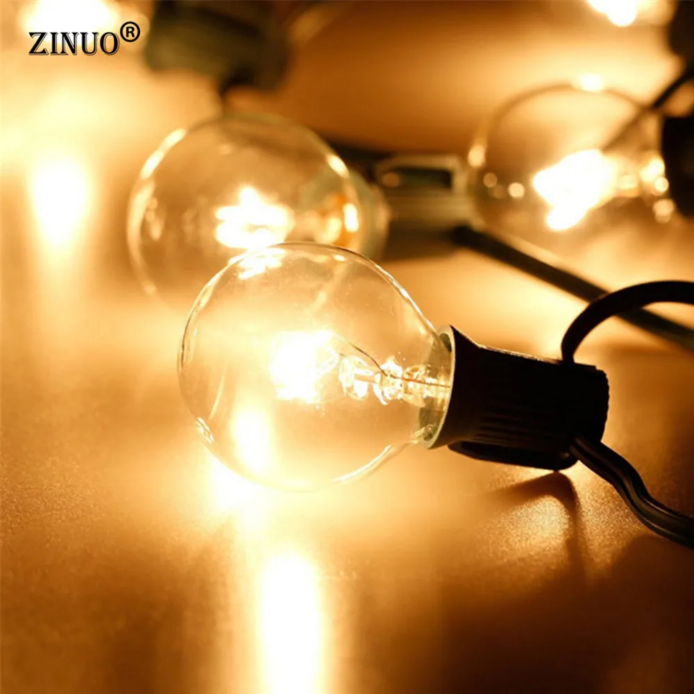 ZINUO 3 м 10 шт. G40 лампа глобус струнный светильник с прозрачной лампой 220 в патио наружная гирлянда для рождественской вечеринки Вольфрамовая лампа накаливания