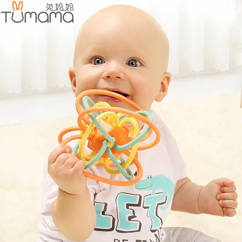 Tumama baby Rattles Silicone Teethers Baby Music Toys Educational Baby Toys Soft Colorful rattles baby toys 0-12 months 