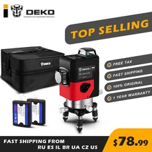 DEKO LL12-HV, 12 линий, 3D красный лазерный уровень, самонивелирующийся, вращение на 360 °, интеллектуальная регулировка, мощный детектор для наружного использования