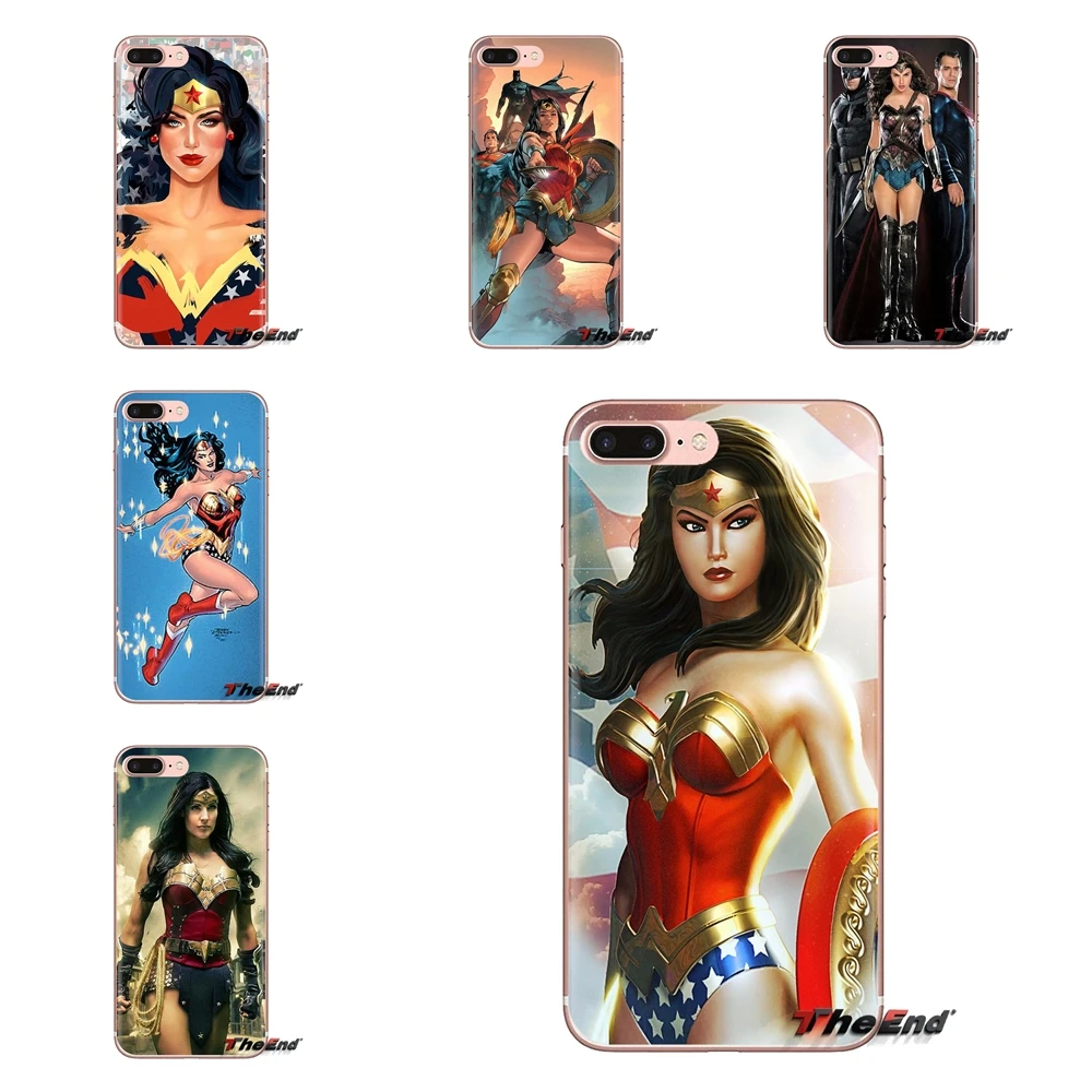 For Samsung Galaxy S3 S4 S5 Mini S6 S7 Edge S8 S9 S10 Plus Note 3 4 5 8 9 Women Sexy Wonder Woman Soft Transparent Cases Covers |