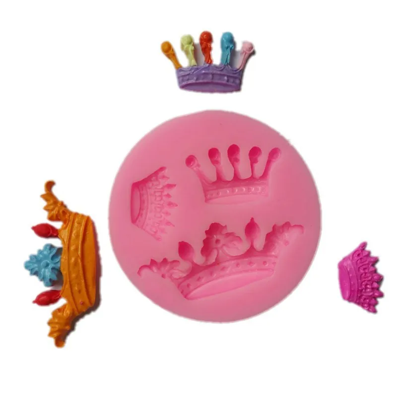 

4YANG 3 Holes Crown Shape Silicone Mold Kitchen Cookie Cutter Mould Moldes Galletas Fondant Cake Confeitaria Decorating Tools