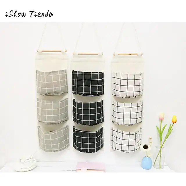 Wall Mounted 3 Bags Storage Bag Multilayer Hanging Kitchen Wall Mounted 3 Bags Storage Bag Multilayer Hanging Kitchen Closet Toys Books Cosmetic Sundries Pouch