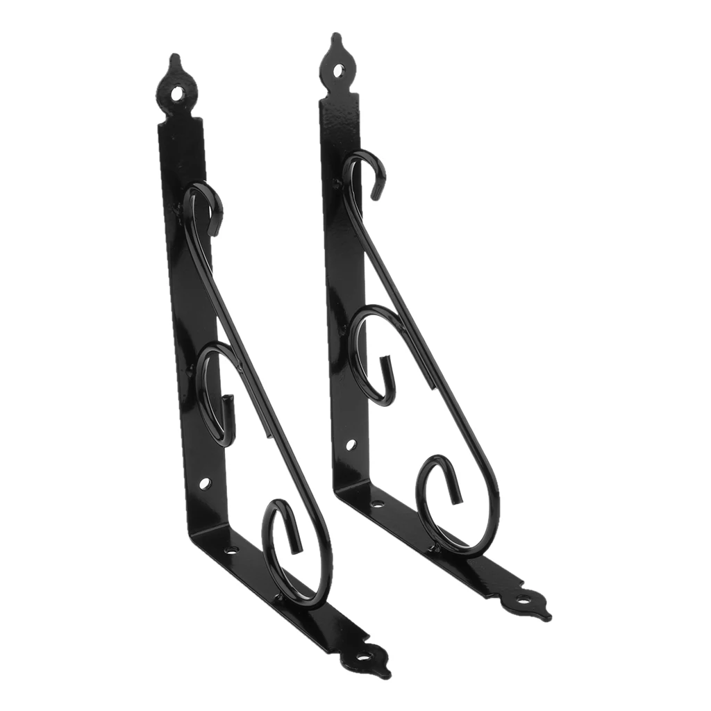 Baoblaze 2pcs Wall Shelf Bracket Metal Heavy Duty Supporter L Shaped Wall Hanging Shelves