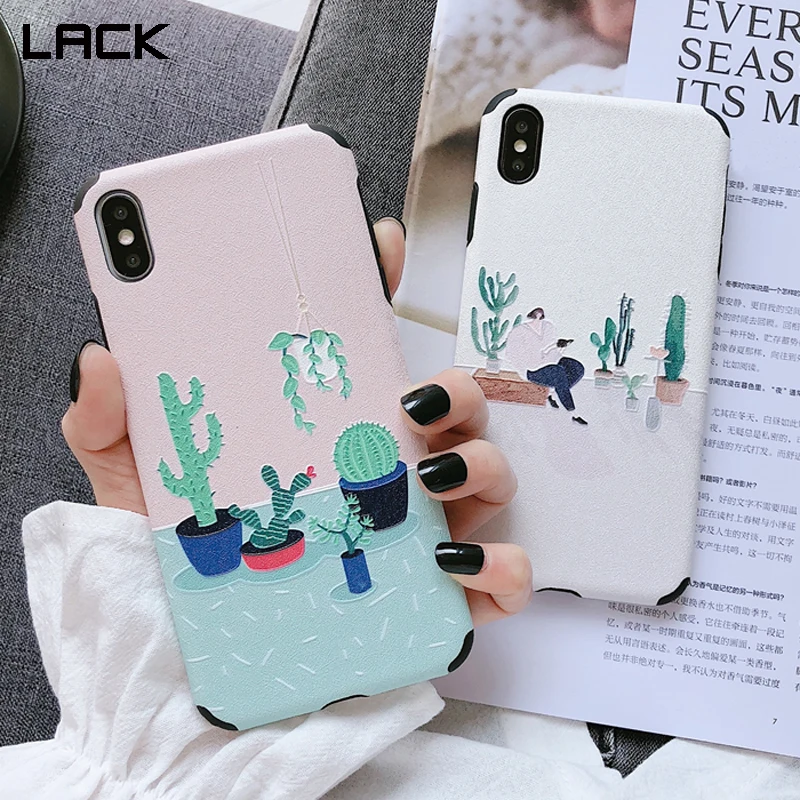 

LACK 3D Relief Cactus Soft Anti-knock Cases For iPhone XR XS Max X 6 6S 7 8 Plus Fashion Splice Illustrator Colorful Back Cover