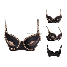 В стиле панк Джаз Крылья Ангела Заклепки Акриловые бюстгальтер со стразами нижнее белье топы DJ сексуальные полюса Танцы вечерние танцор костюмы сценическая одежда