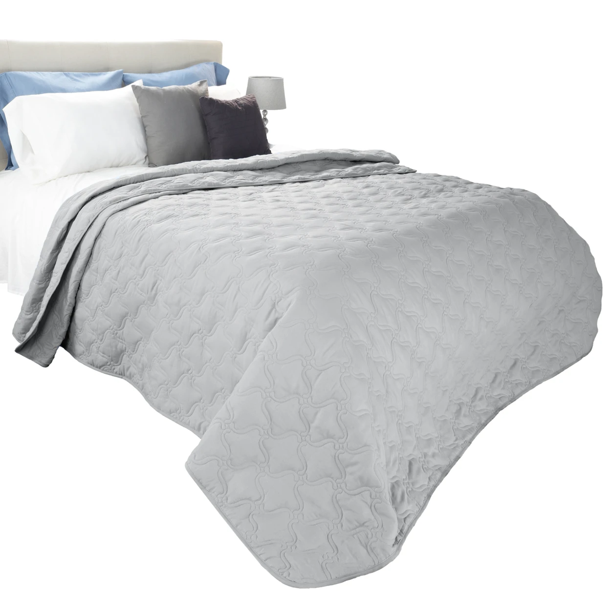 Solid Color Quilt by Lavish Home Twin - Silver (3)