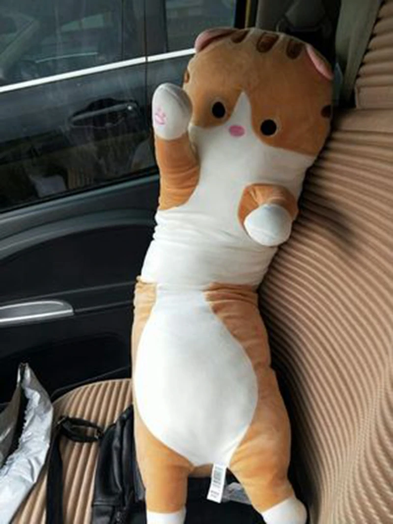 Cute Kitten Plush Sleeping Pillow Doll Big Stuffed Cartoon Cat Toy Funny Kawaii Leisure Boyfriend Pillow for Lover Children Gift 35inch 90cm DY50307(14)