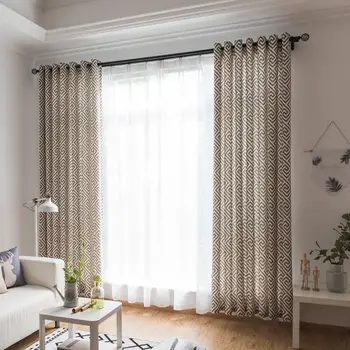 

New Maze Print line Cotton Blinds Shading Window Curtains High Quality Black Out Red Curtain for Living Room 100*280cm