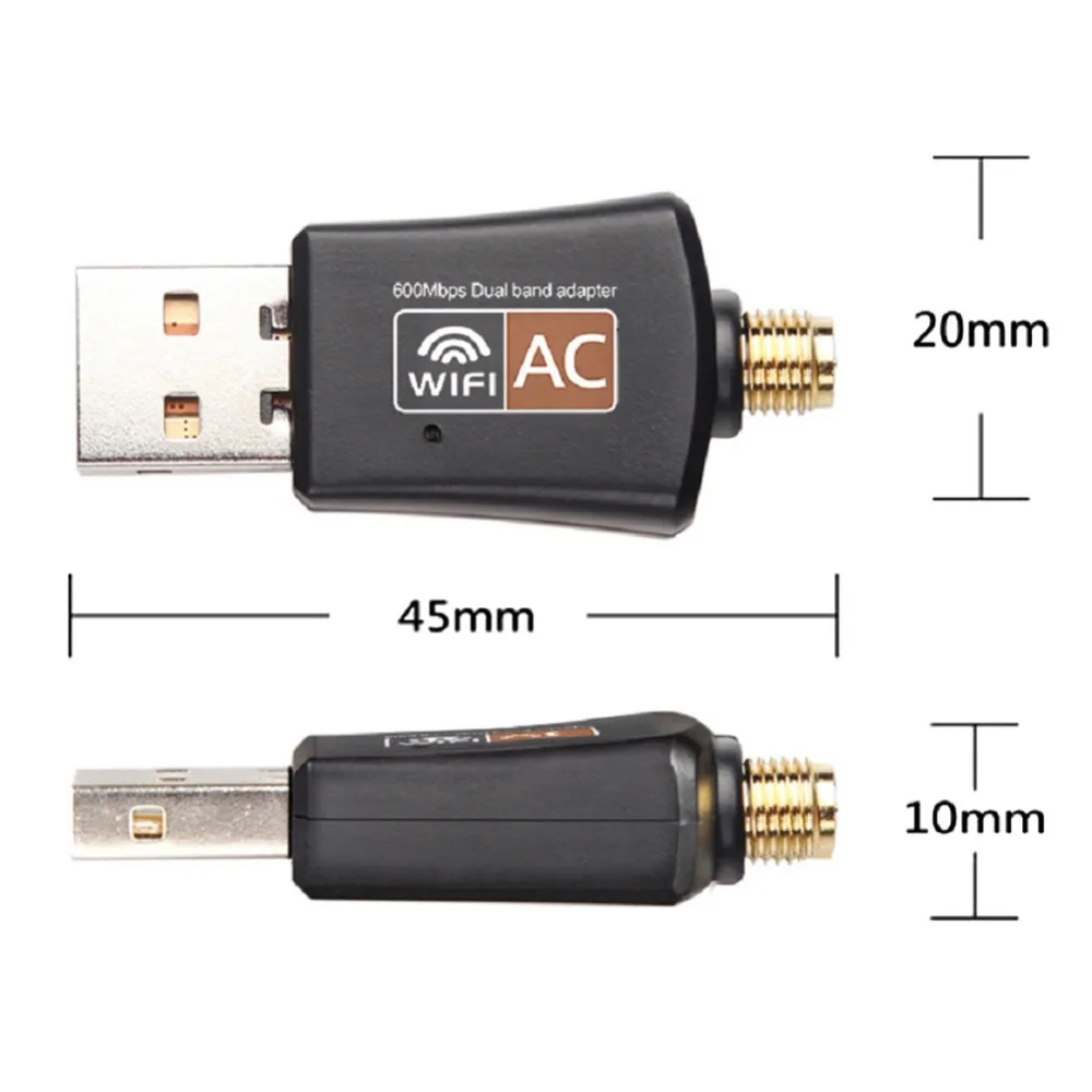 2,4 ГГц/5 ГГц 600 Мбит/с USB wifi адаптер AC600 WiFi с двойная антенна ПК мини-компьютер сетевой картоприемник 802.11b/n/g/ac