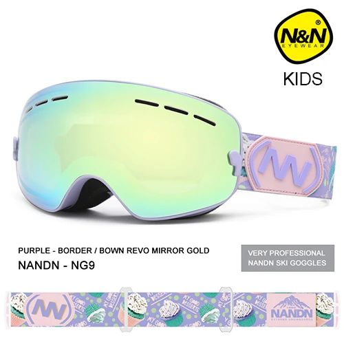 NANDN, лыжные очки для детей, маленький размер, двойные, UV400, анти-туман, маска, очки для катания на лыжах, для мальчиков и девочек, сноуборд, очки