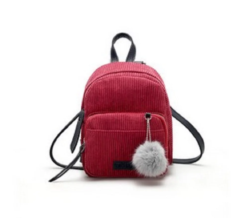 

2018 New Style Fashion Fashion Women's Solid Corduroy Backpacks Schoolbags Casual Travel Shoulder Bag
