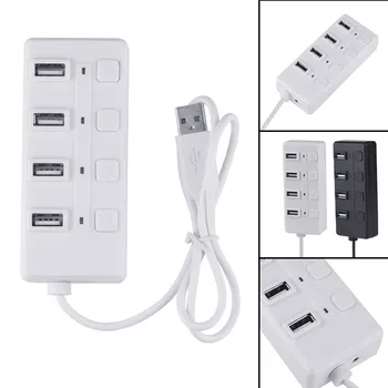 

4 Port USB2.0 Wired Length 60cm Hi-speed 480Mbps Hub With ON/OFF Switch LED Portable Cool Micro USB Fan Gadget Fans