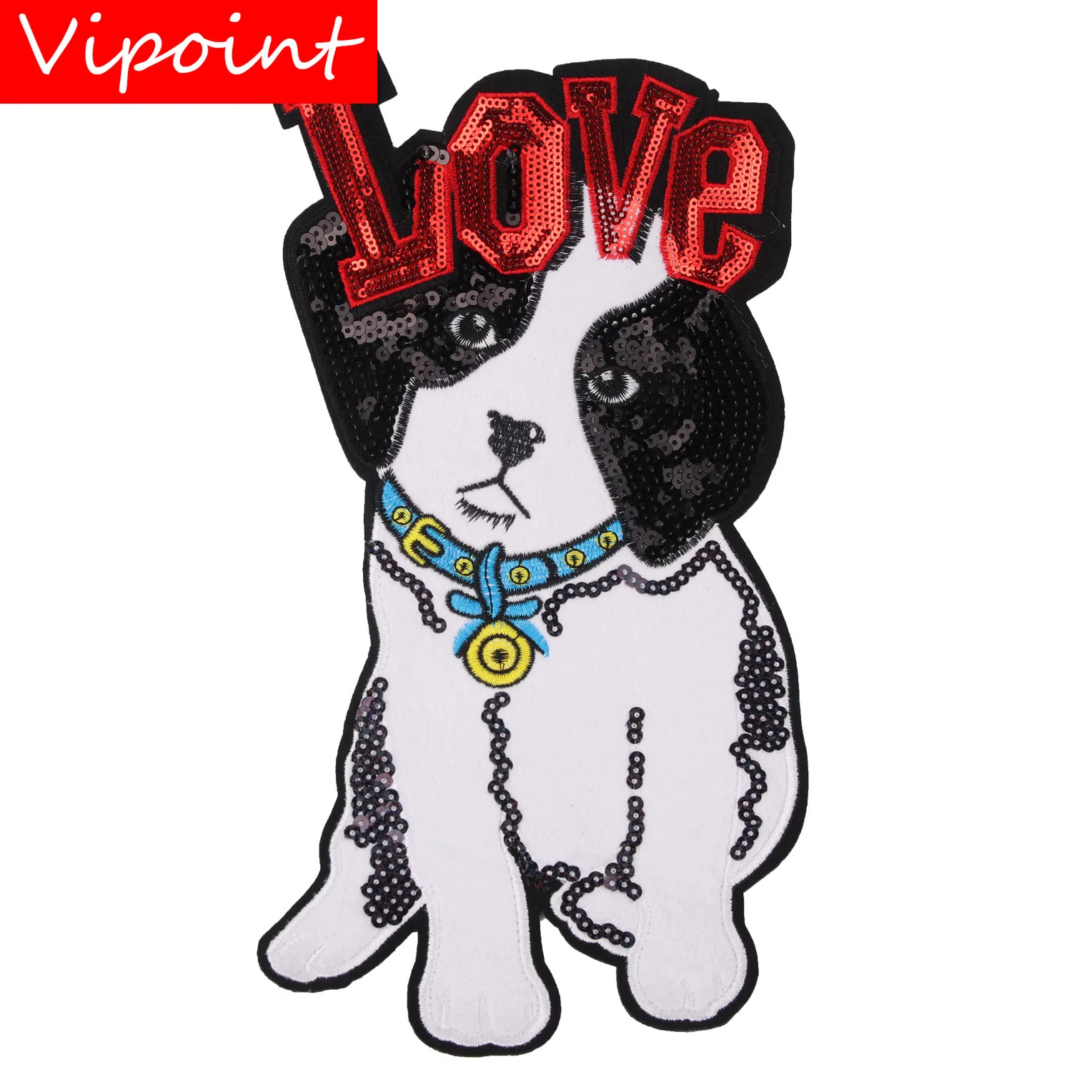 

VIPOINT embroidery Sequins big eyes patch love heart patches badges applique patches for clothing JW-153
