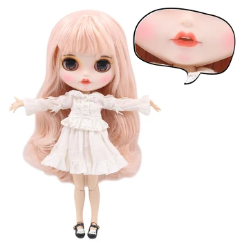 

1/6 ICY bjd factory blyth doll bjd custom doll pale pink hair, new matte face with teeth, white skin joint body 30cm BL2352