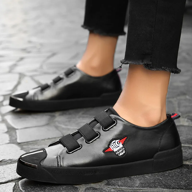 

authentic summer men's casual leather shoes with cow leather top layer breathable men's shoes Korean style fashionable shoes 5
