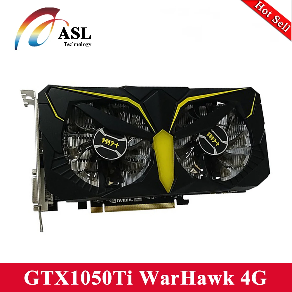 Графика карты ASL GTX1050Ti WarHawk 4 ГБ D5 GDDR5 7008 мГц 1290-1392 128bit HDMI + DVI 7680x4320 @ 60 Гц видео карта